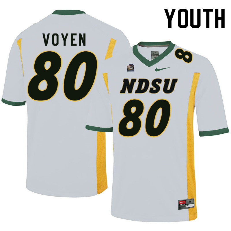 Youth #80 Andy Voyen North Dakota State Bison College Football Jerseys Sale-White - Click Image to Close